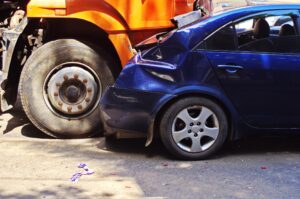 Truck and passenger car collision
